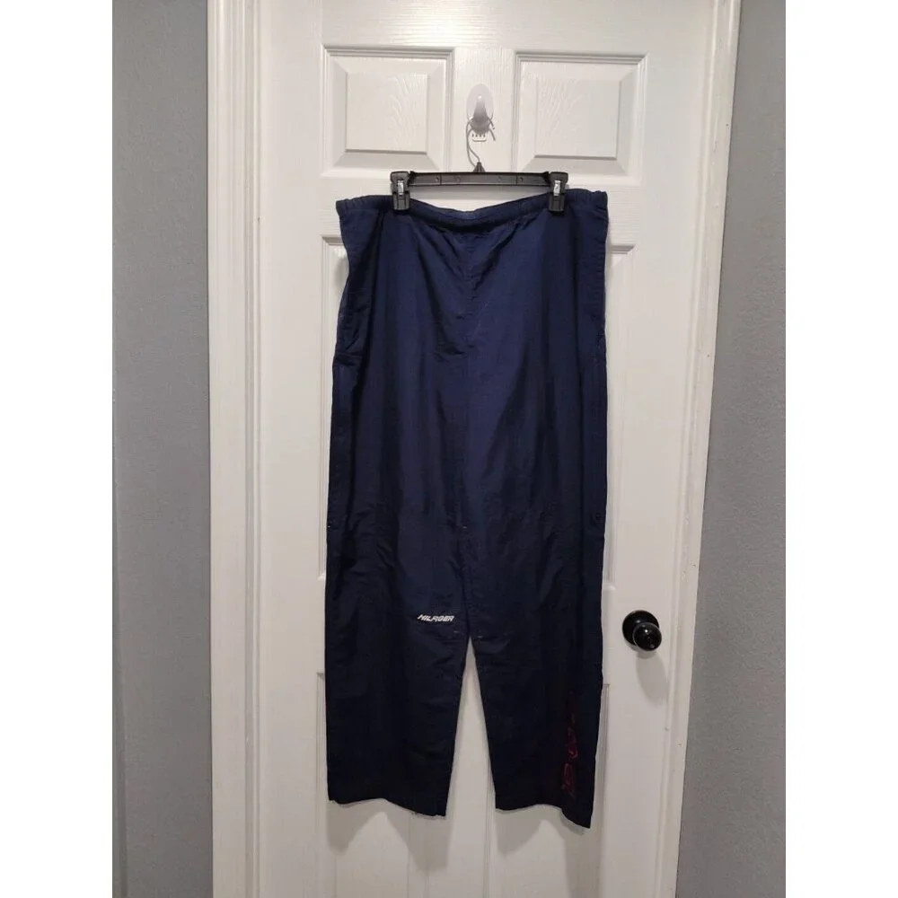 Tommy Hilfiger Track Pants Men's LARGE‎ Blue 100% Nylon Pockets Drawstring